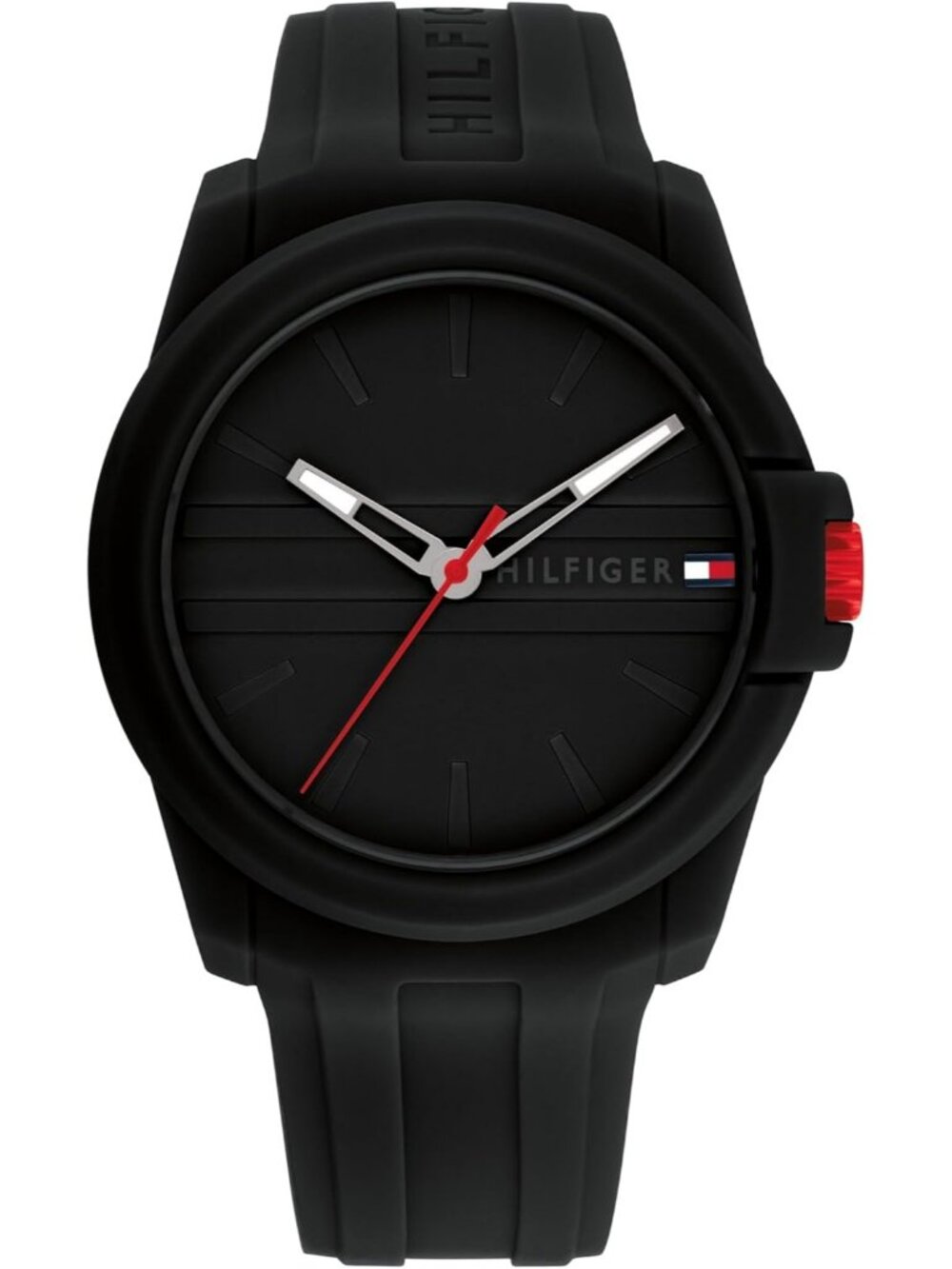 Men's Black Quartz Casual Sport Style Silicone Strap Water-Resistant Wrist Watch